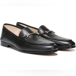Black leather loafers